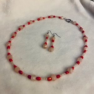 Beautiful Rose Quartz Necklace & Earring Set